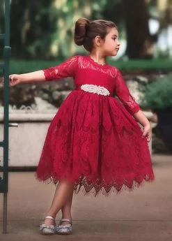 BELLA RAFAELA DRESS & BELT SET-CRIMSON