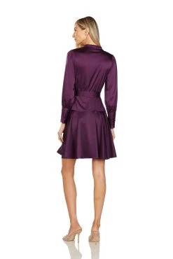 ALBERTINE WRAP DRESS EGGPLANT -Trish Scully 135 3