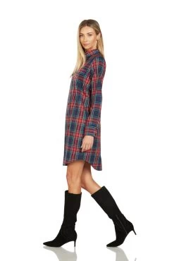 EVE BUTTON FRONT TARTAN SHIRT DRESS -Trish Scully 140 3