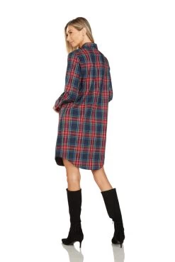 EVE BUTTON FRONT TARTAN SHIRT DRESS -Trish Scully 140 4