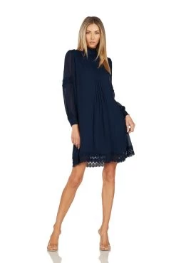 THEODORA SHIFT DRESS NAVY BLUE