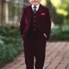BOYS BARCLAY SUIT BURGUNDY VELVET 3PC SET 1 BOYS BARCLAY SUIT BURGUNDY VELVET 3PC SET -Trish Scully 187