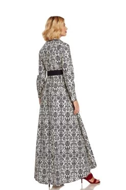 CONSTANCE MAXI DRESS NAVY DAMASK 26 CONSTANCE MAXI DRESS NAVY DAMASK -Trish Scully 26 1401 WEB