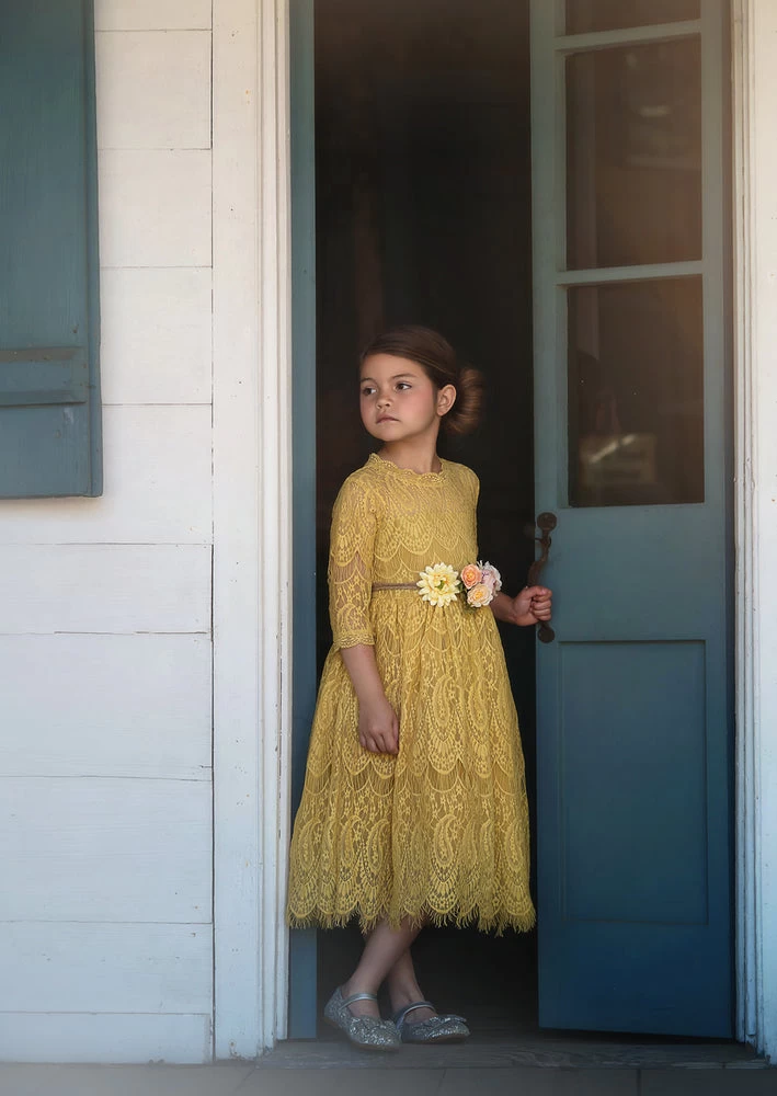 BELLA RAFAELA DRESS & BELT SET SUNFLOWER 3 BELLA RAFAELA DRESS & BELT SET SUNFLOWER