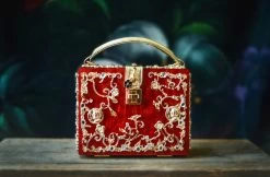 RED ACRYLIC JEWELED PURSE -Trish Scully 33