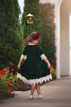 ROSALINA DRESS EMERALD VELVET -Trish Scully 340 3