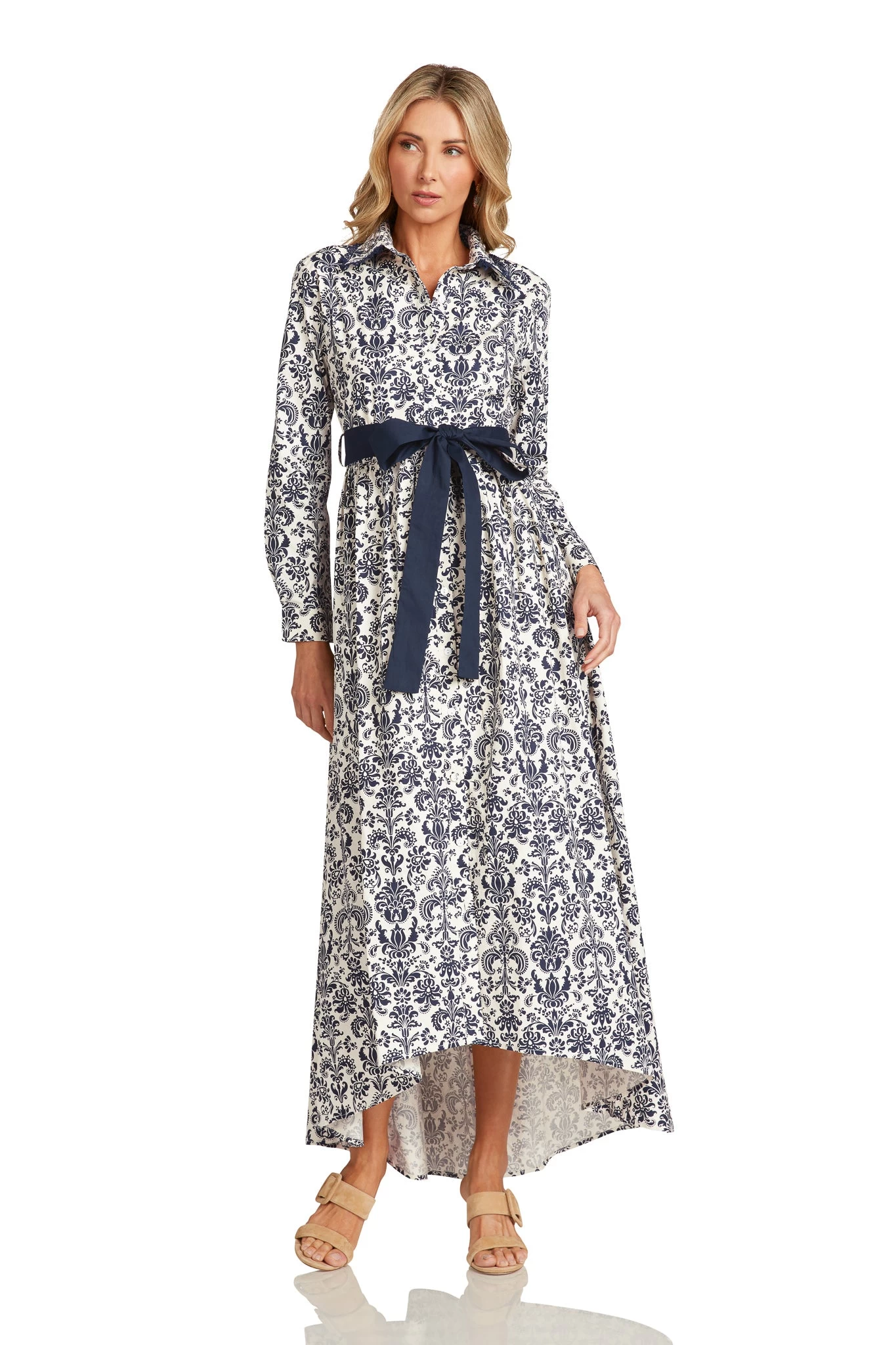 CONSTANCE MAXI DRESS NAVY DAMASK 4 CONSTANCE MAXI DRESS NAVY DAMASK - Image 2