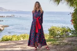 CONSTANCE MAXI DRESS NAVY ROSE FLORAL -Trish Scully DSC01399