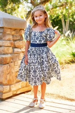 ARIELLE DRESS NAVY DAMASK 10 ARIELLE DRESS NAVY DAMASK -Trish Scully DSC02571