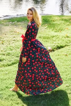 CONSTANCE MAXI DRESS NAVY ROSE FLORAL -Trish Scully DSC02639