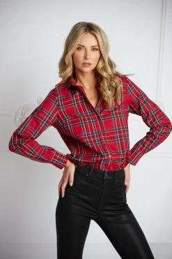 MARCELINE BUTTON-DOWN ROYAL STEWART TARTAN -Trish Scully EditorialLooks 2264 WEB