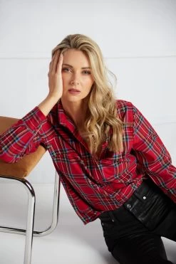 MARCELINE BUTTON-DOWN ROYAL STEWART TARTAN -Trish Scully EditorialLooks 2324 WEB