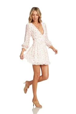GRACE MINI DRESS PINK FLORAL -Trish Scully GraceDressPink 1528 WEB
