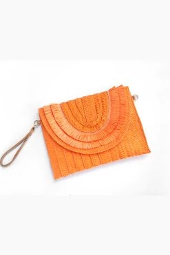 LEILANI WOVEN CLUTCH TANGERINE
