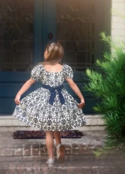 ARIELLE DRESS NAVY DAMASK 9 ARIELLE DRESS NAVY DAMASK -Trish Scully ariellenj3