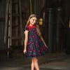 EVANGELINE DRESS NAVY ROSE FLORAL 1 EVANGELINE DRESS NAVY ROSE FLORAL -Trish Scully evangelinerose1