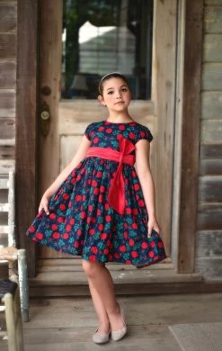 ISLA DRESS NAVY ROSE FLORAL -Trish Scully islarose2