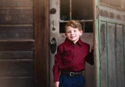 ARCHIE BUTTON DOWN RED & BLACK GINGHAM -Trish Scully navypantredshirt4